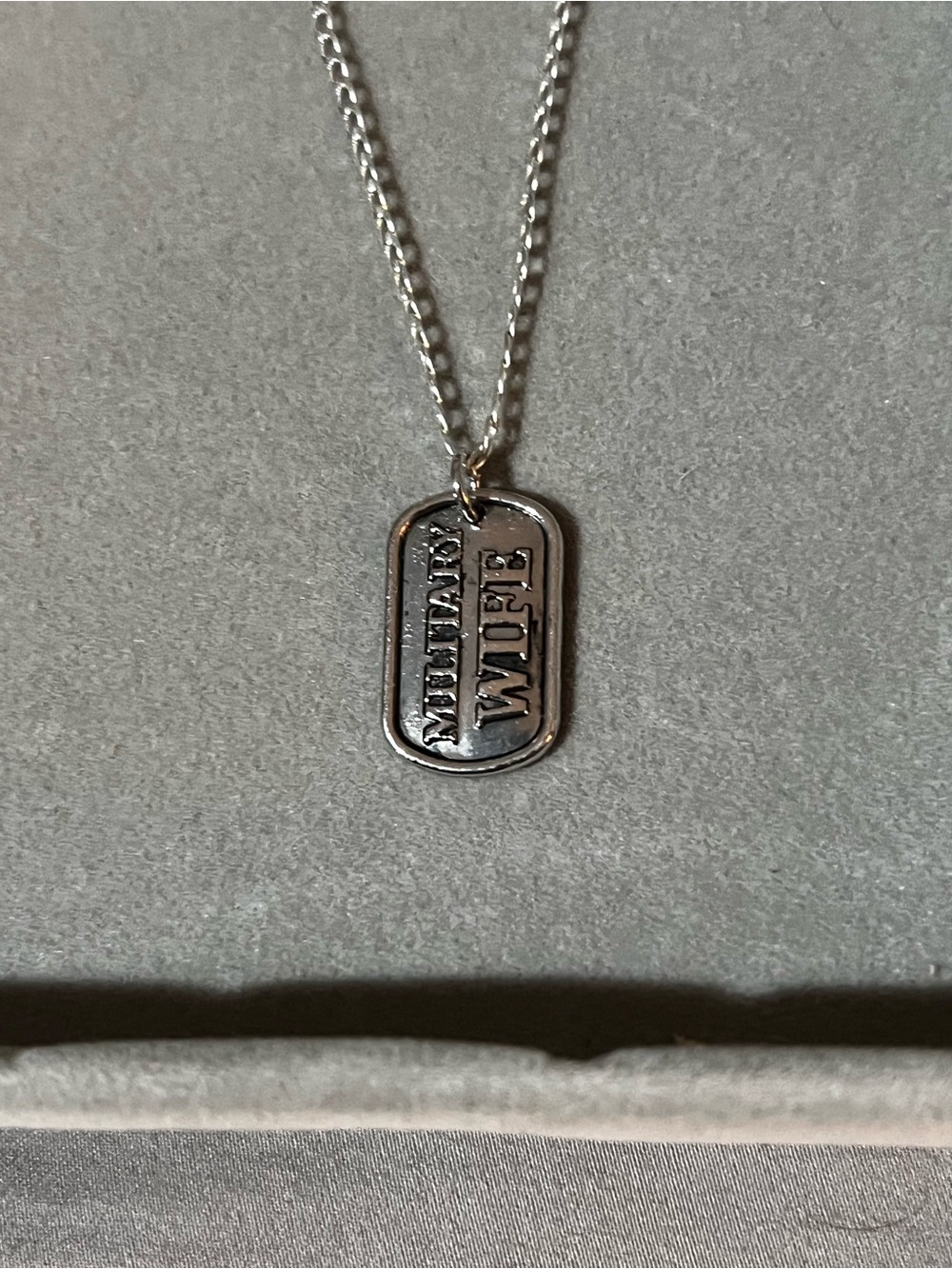 Military Wife Silver Dog Tag Necklace